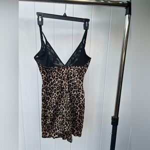 Victoria's Secret Black and Brown Leopard Body Girdle with built in panty